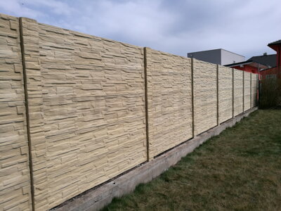 Betonzaun Holzmotiv SET: 30 m  H: 200 cm B: 200 cm AKTION !