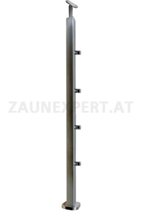 Pfosten Formrohr 40 x 40 x 2 mm mit 4 Querstabhaltern für 12 mm - Bodenmontage